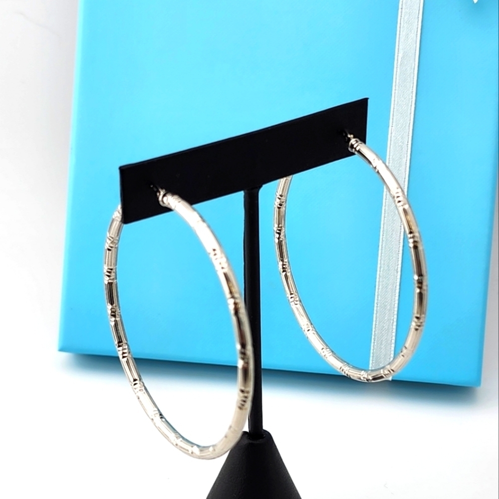 Elegant Silver Hoop Earrings Stamped 925